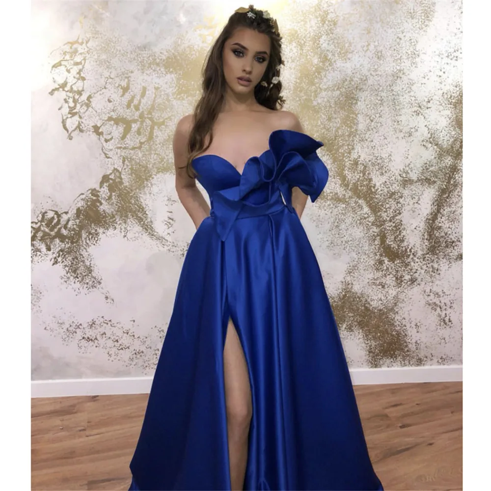 YUNUO ТРАПЕЦИЕВИДНОЕ платье для выпускного вечера с карманами Королевского синего