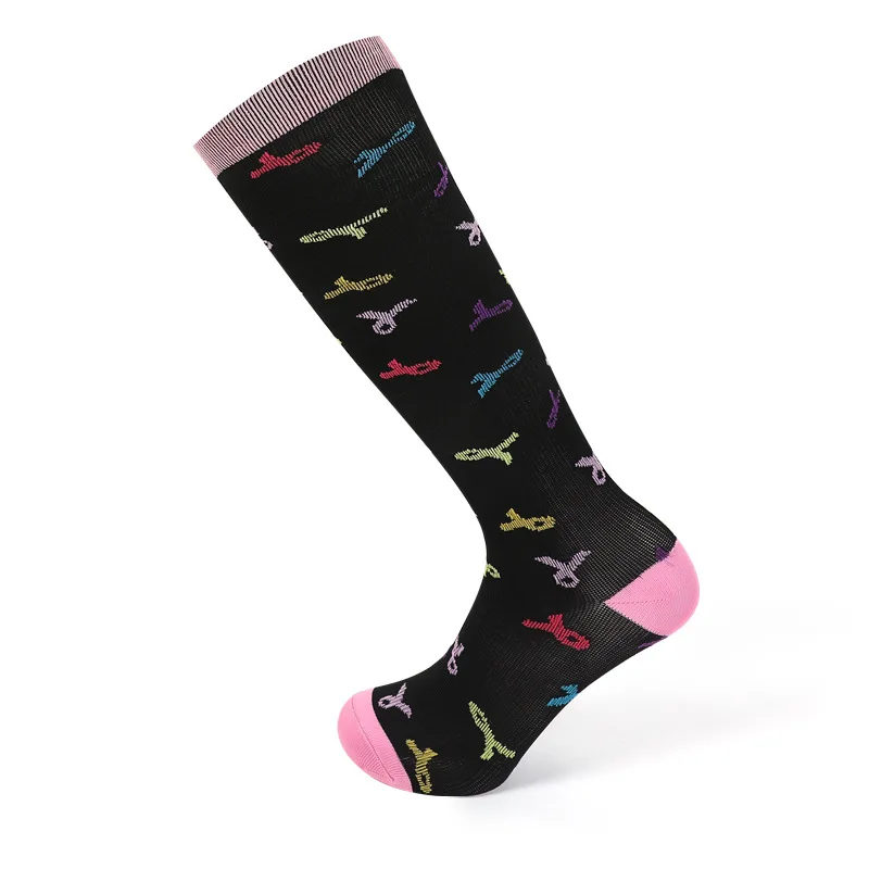 

New Football Striped Long Tube Men and Women Calf Sports Socks Personality Trend Outdoor Running Quick-drying Colorful Jacquard