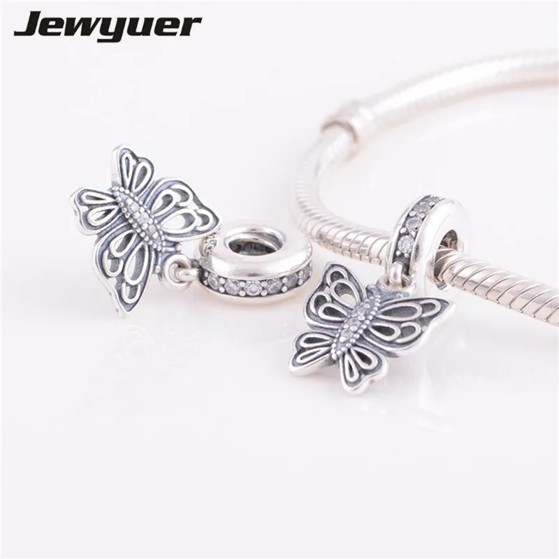 

Silver Vintage Butterfly Pendant Charms 925 Sterling Silver Charm fit beads Bracelets necklaces DIY fine Memnon Jewelry DA066