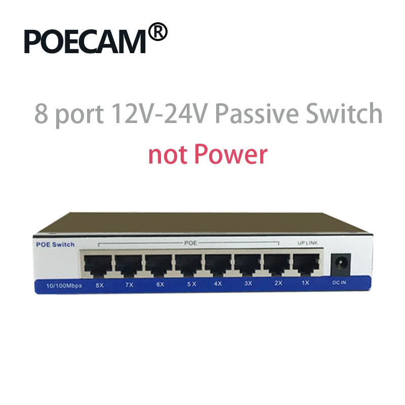 Переключатель 8 портов Пассивный PoE инжектор 12 В 24 в 48 В питания AP ip-камера светодиодный экран беспроводной телефон 45/+ 78/-Smart city Net power - Цвет: Only Switch 12V-24