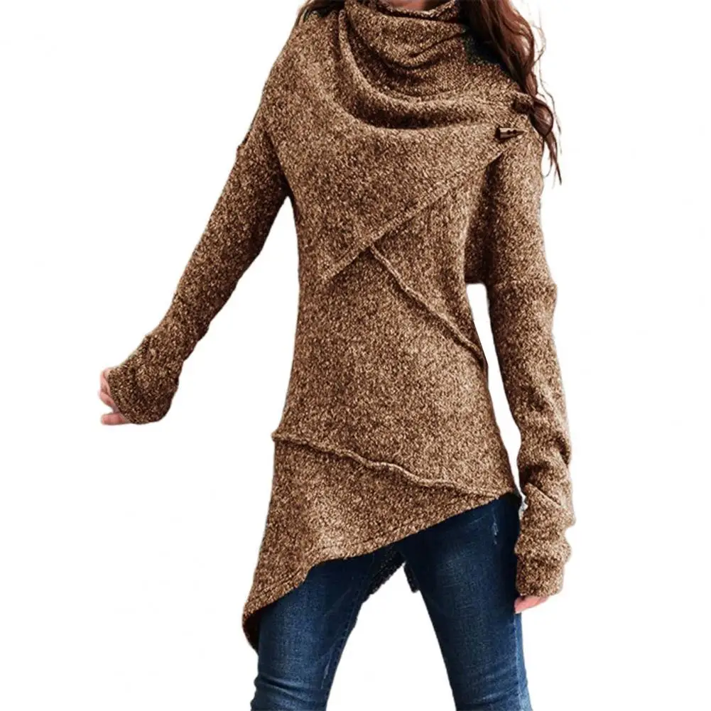 

Vintage Women's Turtleneck Plus Size Knitted Top Slim Fit Solid Color Scarf Collar Women Knitwear Sweater for Daily Wear