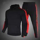 Костюм спортивный мужской из 2 предметов, Повседневная Уличная одежда, свитшот с капюшоном и брюки, пуловер, осенняя спортивная одежда