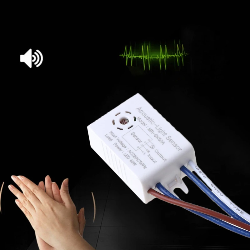 

New 220V Voice Control Light Sensor Intelligent Auto On Off Lamp Switch 1-40W Smart Detector Time Delay Energy Saving Switch