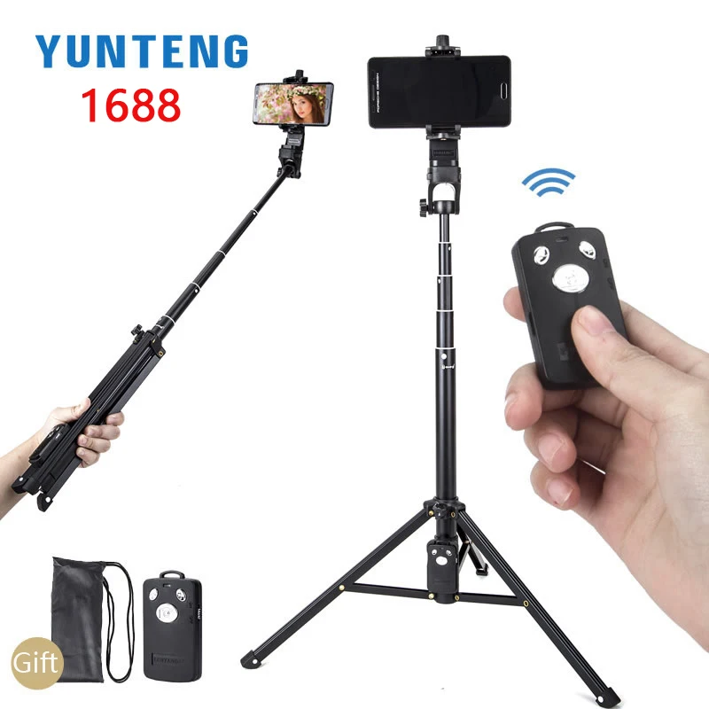 Селфи-палка Yunteng 1388 1688 51in с беспроводной зарядкой и дистанционным управлением по