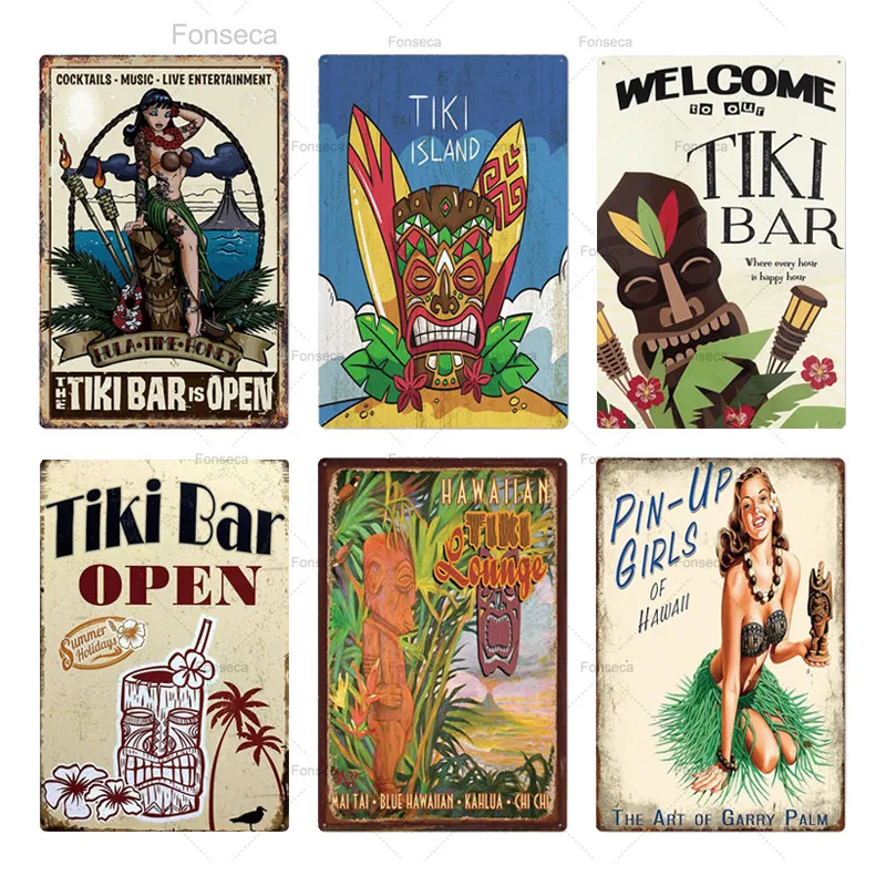 Tiki Bar Настенный декор металлический знак железная картина пляжный бар лето | Дом и