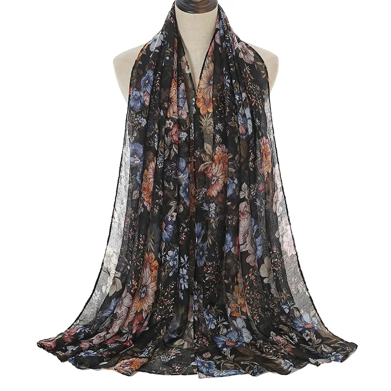 

2021 Мода весна абстрактная живопись в этническом стиле шарф из вискозы с цветочным принтом леди платье вуалью с шали и пашмины платки мусуль...