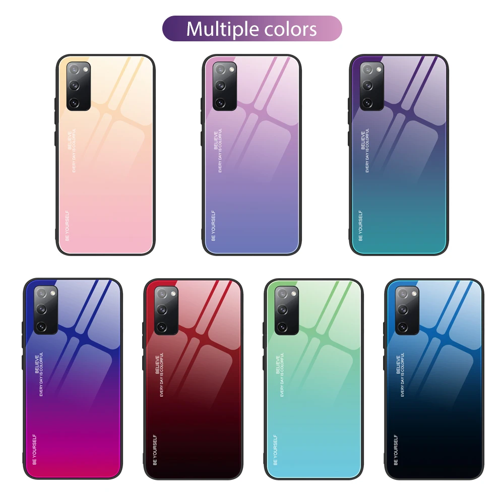 

For Samsung Galaxy S20 FE 5G Case Luxury Gradient Tempered Glass Hard Back Cover for Galaxy S20 Ultra Plus S20 Fan Edition Capa