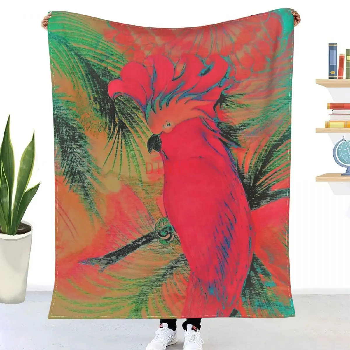 

Яркий Тропический попугай Какаду яркая Пальма экзотическая птица плакат печать арт-деко 3D Печатный фланелевый плед одеяло