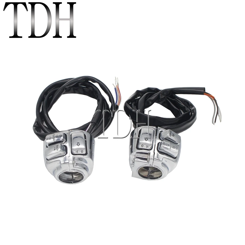 Хромированные алюминиевые переключатели на руль 1 дюйм с жгутом проводов 45