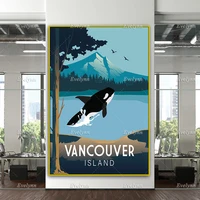 vancouver island travel retro poster canada travel poster vancouver printtravel wall arthome decor canvas unique gift