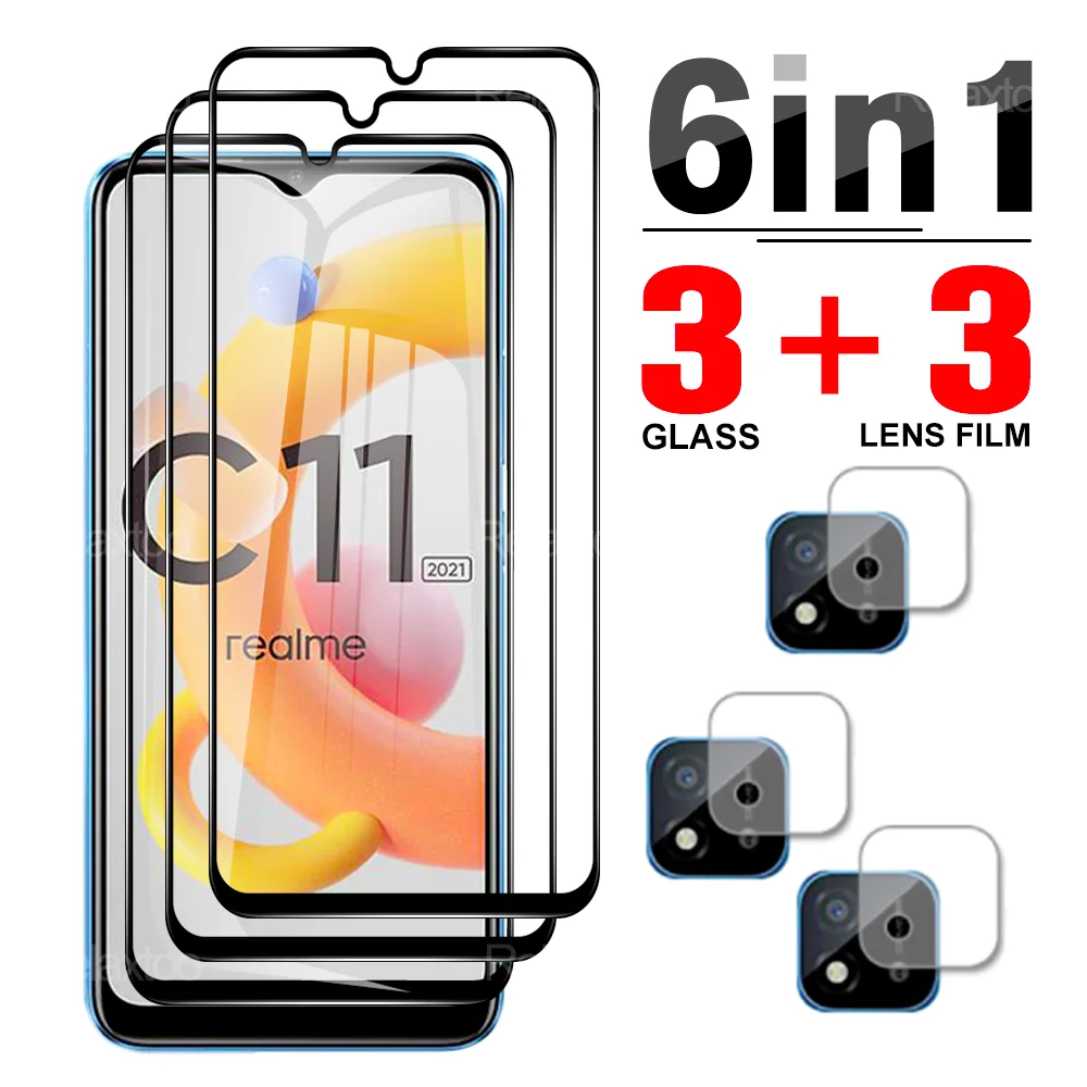 

Защитное стекло 6 в 1 для Oppo Realme c11 2021, Защита экрана для Oppo Realme C11 C12 C15 RMX2180, прозрачное стекло для фотокамеры