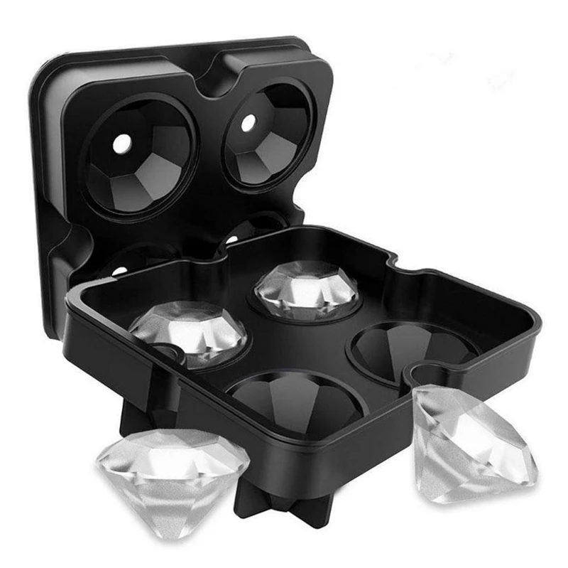3D Diamond Shape 3D форма для льда, бар, вечерние силиконовые поддоны формы, кухонные инструменты, большой лоток для льда, форма для напитков, виски, вина, Ледогенератор - Цвет: 3D Diamond Shape