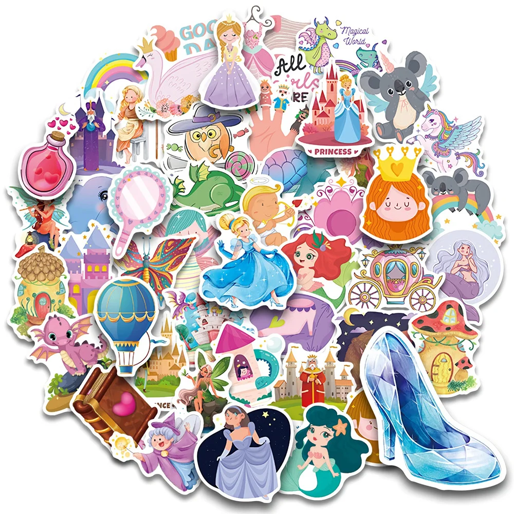 

10/30/50PCS Cartoon Pretty Princess Party Graffiti Stickers DIY Waterproof Skateboard Luggage Laptop Toy Stickers Wholesale