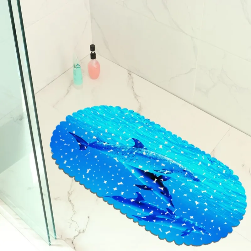 

New Style Cartoon Dolphin Pattern PVC Non- Slip Waterproof Bath Mat Bathtub Mat Shower Mat