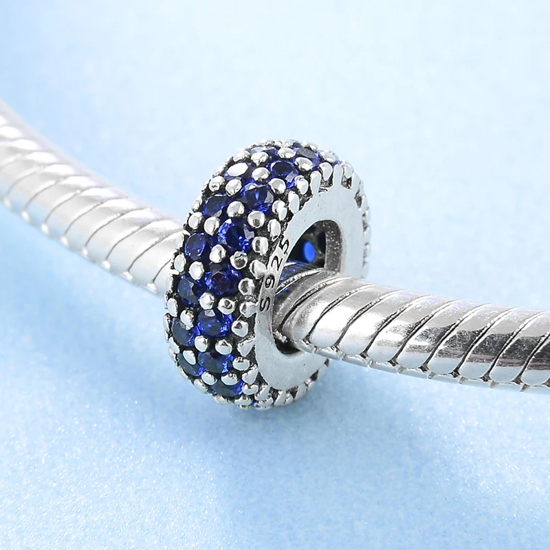 925 пробы Серебряные стильные и изысканные блестящие ярко-синие бриллианты