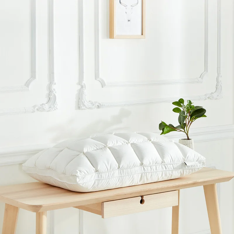 

3D Bread Goose Down and Feather Bed Pillows for Sleeping 100% Cotton Cover with Natural Filling King Queen Size 48*74cm