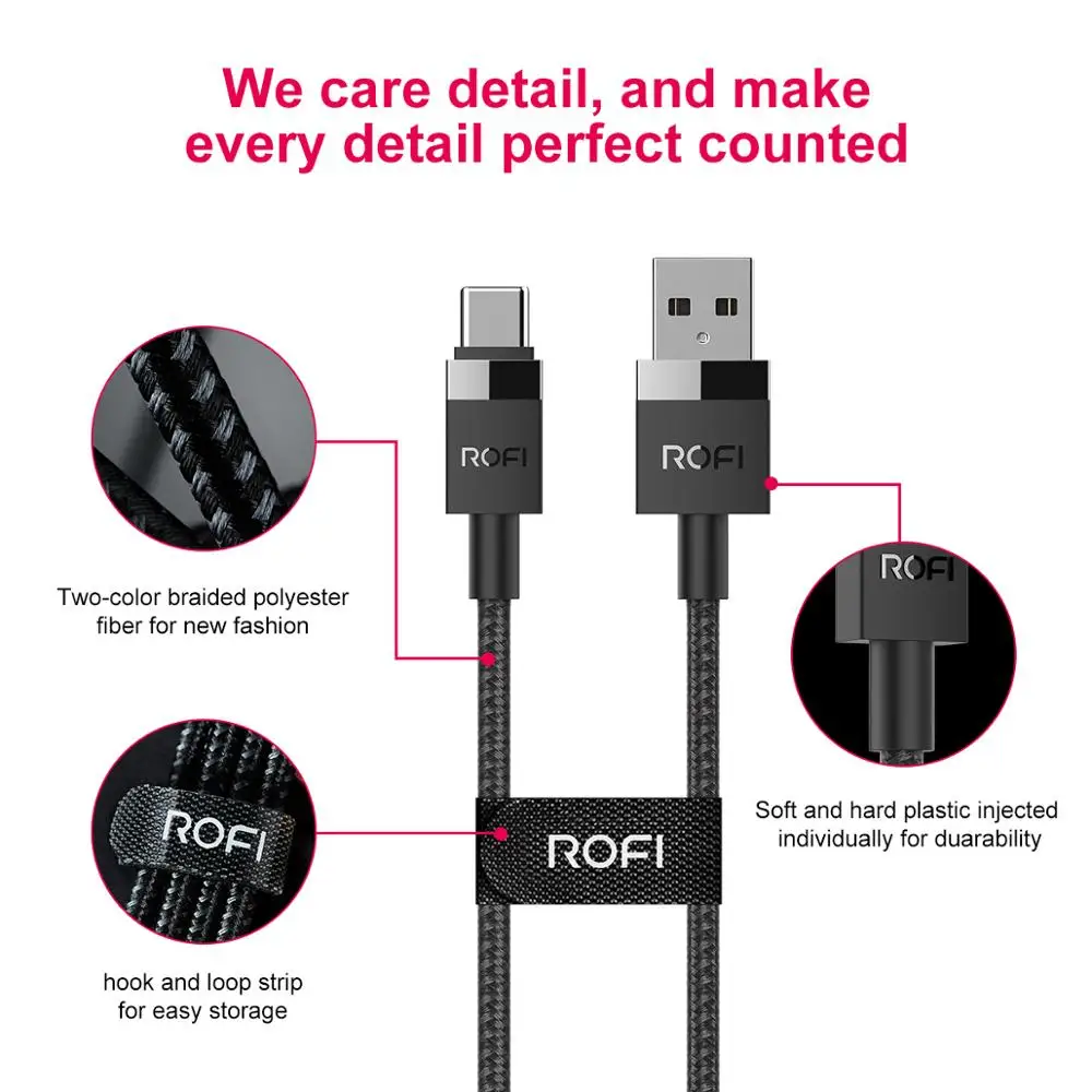 Кабель ROFI с разъемом Lightning для быстрой зарядки iPhone Тип C кабель Huawei P30 Cto Lighting |