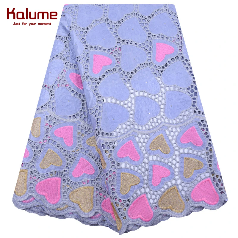 Kalume африканская кружевная ткань Дырокол Bazin кружево с камнями дышащая Нигерия