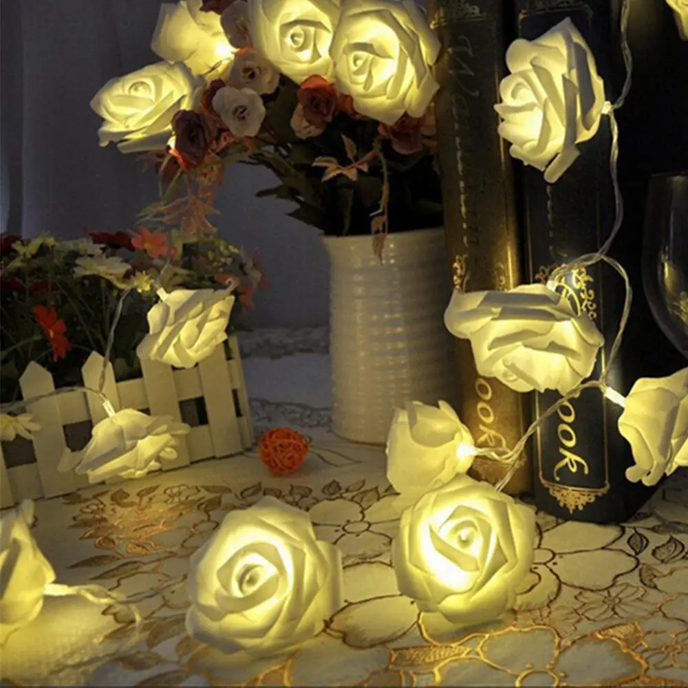 Battery Operated LED Rose Flower Christmas Holiday String Lights For Valentine Wedding Decoration 10/20 Lamp | Освещение