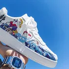 Кроссовки мужские для бега, Повседневные Удобные сникерсы в стиле аниме, Уличный Скейтборд, рыбалка, кот, белый цвет, Прямая поставка