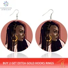 SOMESOOR окрашенные черные хип-хоп девушка Locs Hoops деревянные висячие серьги африканские натуральные волосы африканские деревянные украшения для женщин Подарки 1 пара