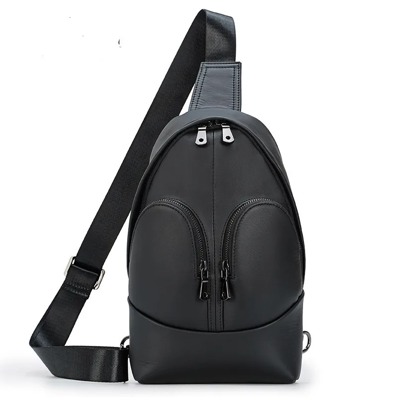 Luxury leather men's chest bag new shoulder bag casual fashion chest bag outdoor sports messenger bag