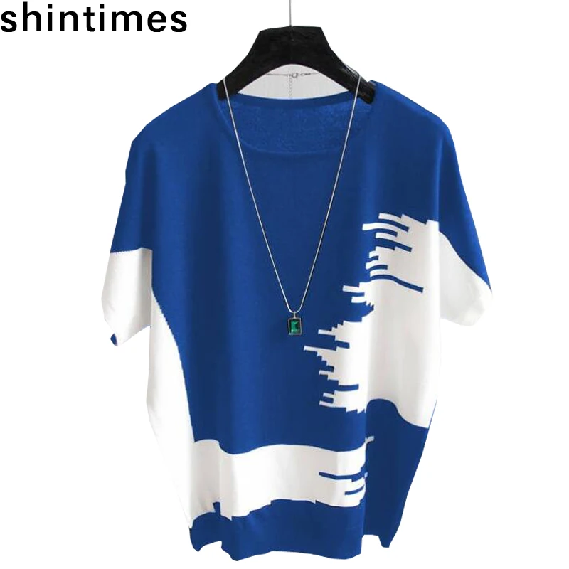 Shintimes белая футболка 2020 летняя новая тонкая трикотажная Женская Повседневная