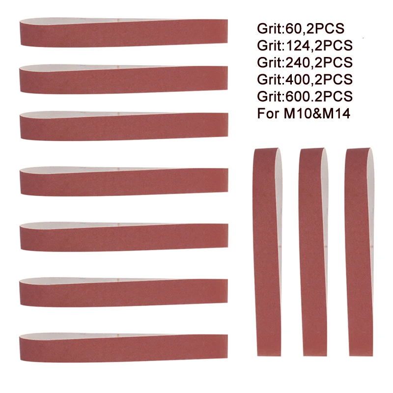 

10 pieces 30x580mm Sanding Belts Grit 60 to 600 Abrasive Sanding Screen Band for M10&M14 Angle Grinder Sanding Belt