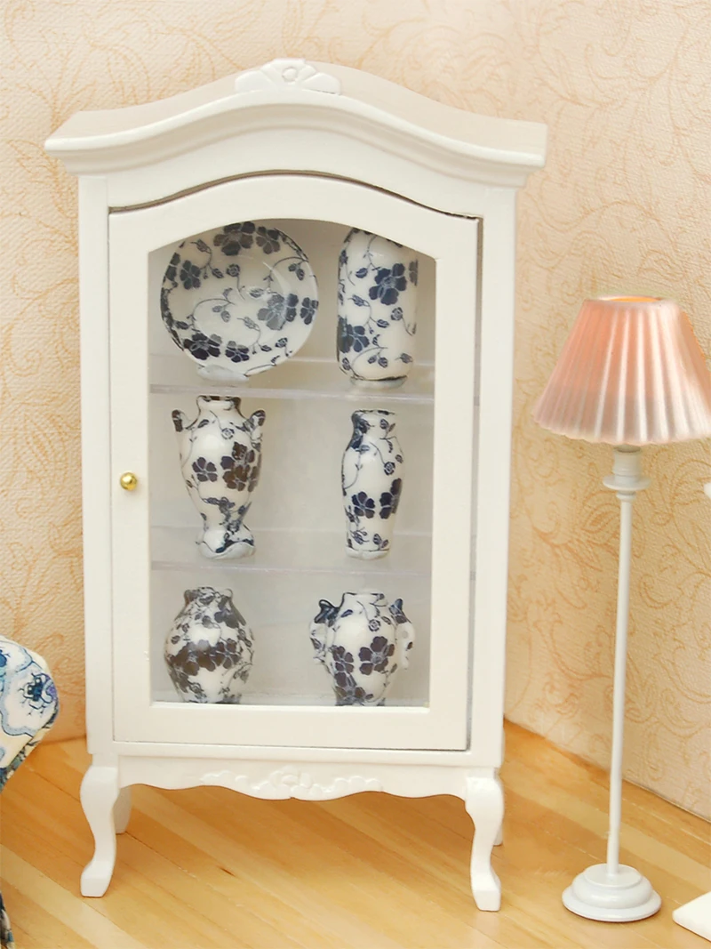 1/12 миниатюрное украшение для кукольного домика фарфоровая ваза синяя лоза