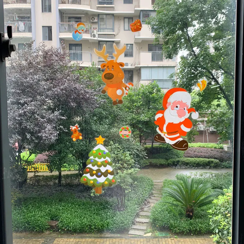 Съемное рождественское окно стеклянная наклейка рождественские украшения для