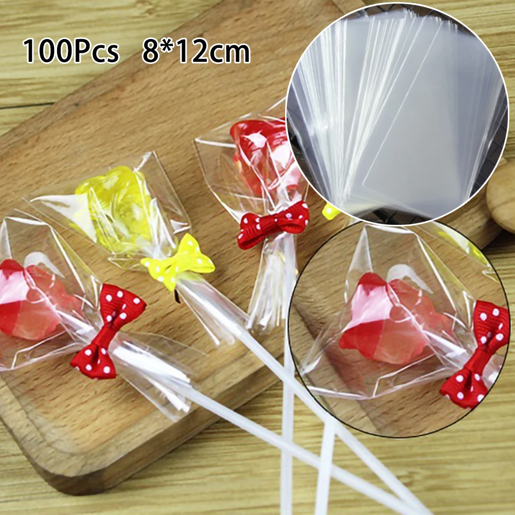 100 шт пластиковый мешок конфет леденец торт шоколадное печенье плоский рот