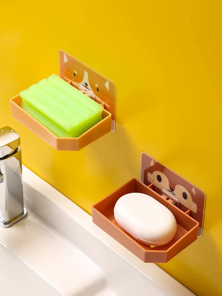Мультяшная Коробка для мыла ванная полка хранения дренаж настенная