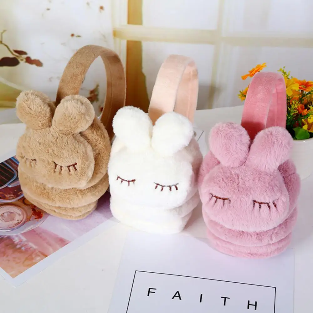 

Cute Winter Warm Earmuffs Girls Plush Rabbit Ear Kids Ear Cover Protector Woman Headphones Earmuffs Decoration Chain 2021