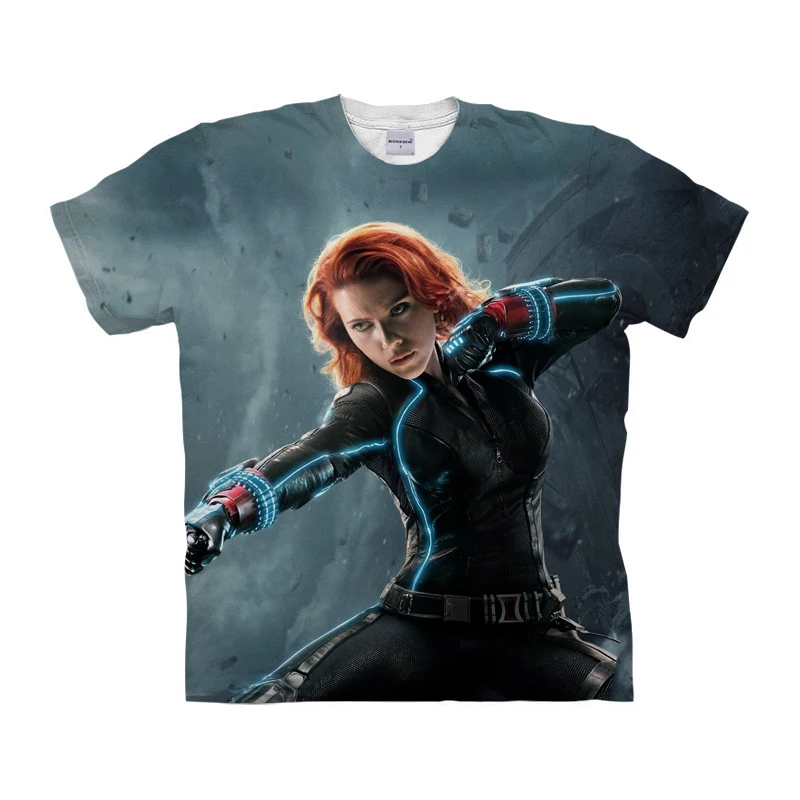 Мужская и женская футболка с принтом черная вдова летняя коротким рукавом