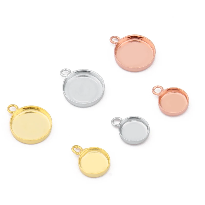 4pcs 925 Sterling Silver Pendant Bracelet Cabochon Blank Base Fit 6mm 8mm DIY Jewelry Making Accessories Findings Components