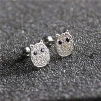 fashion simple cute animal small pig ear studs stainless steel micro inlaid zircon animal ear studs childrens earrings jewelry