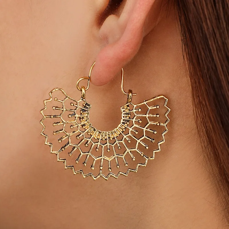 Geometric Spider Web Pendant Drop Earrings Bohemian Hollow Flower Earring For Women Dangle Jewelry Accessories | Украшения и