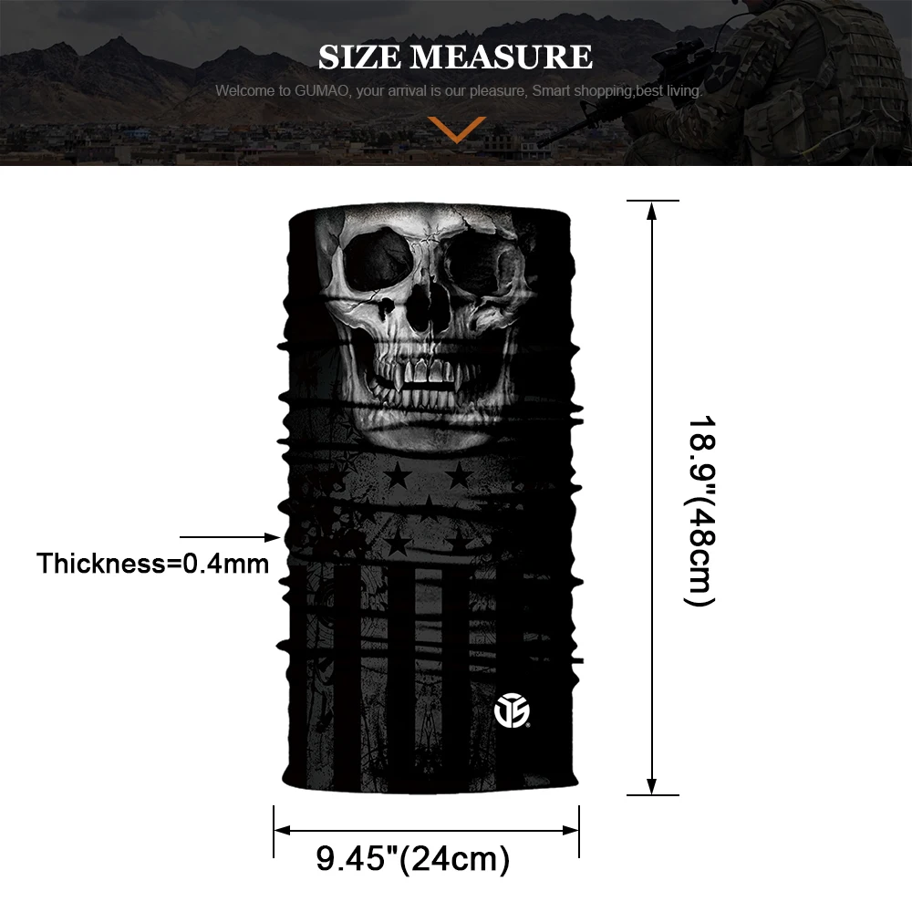 Skull Bandana Magic Neck Gaiter Skeleton Zombie Seamless Face Mask Shield Running Cycling Fishing Bike Headband Ghost Tube Scarf