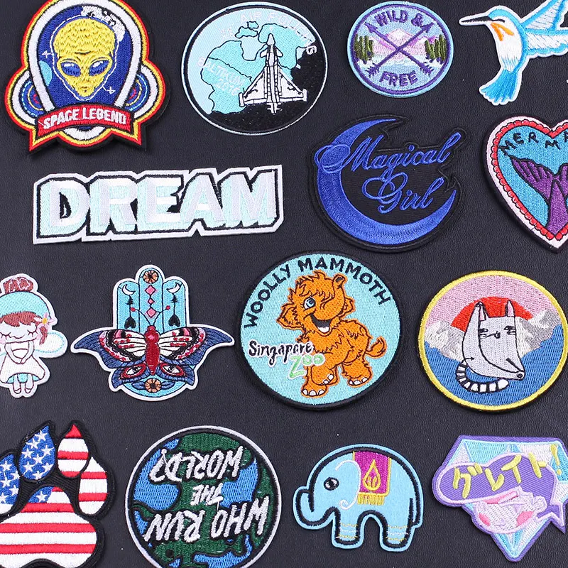 

Alien Butterfly Embroidered Patches for Clothing Thermoadhesive Badges Cartoon Elephant Patch Thermal Sticker for Fabric Clothes