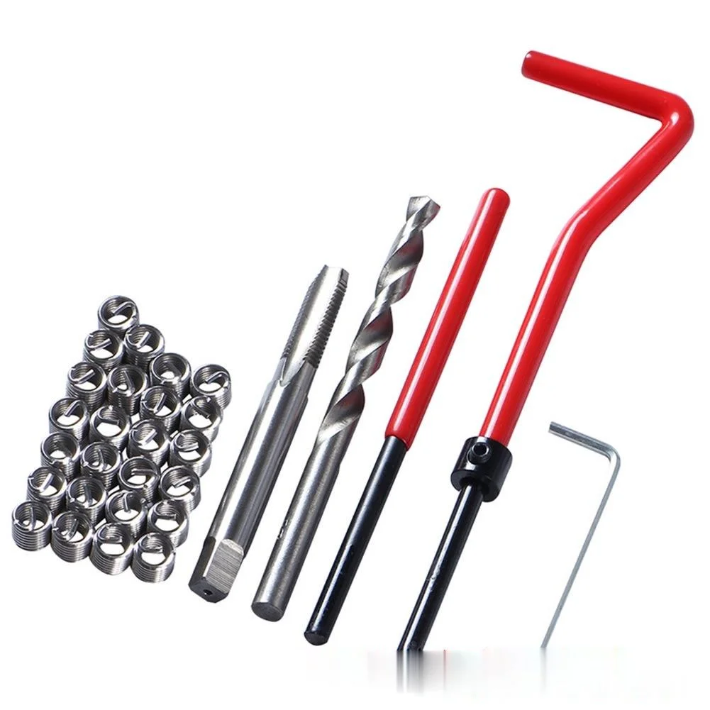 

30Pcs/Set Cutter Tap Wire Insert Automotive Applications Twist Drill Red Repair Kit Hand Tools Wrench Thread
