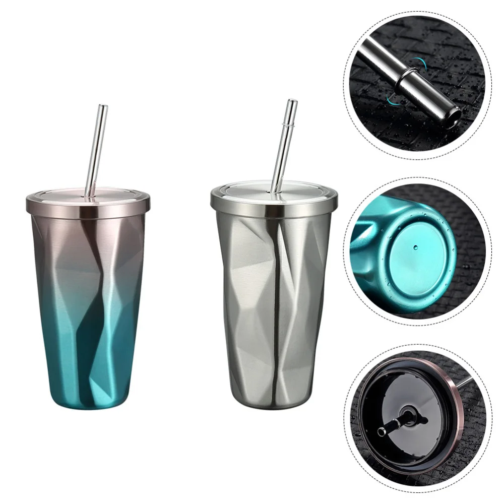 

2Pcs Pretty Straw Cups Water Drinking Cups Creative Coffee Cups for Home