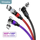 Магнитный кабель для быстрой зарядки 3 в 1 с поворотом на 540 градусов для iOS и iPhone, кабель типа C USB C, кабель Micro USB для Android, внешний диаметр 2 м