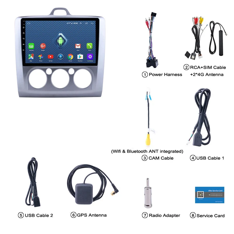 4G Lte все Netcom Android 11 автомобильный аудио плеер 9 дюймов для Ford Focus 2005-2012 GPS навигация |