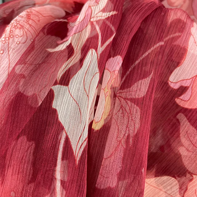 

Women Summer Holiday Pleated Dress Set Sleeveless 100% Silk Floral Printed Ruffled Vintage Long Concert Flutter Dress