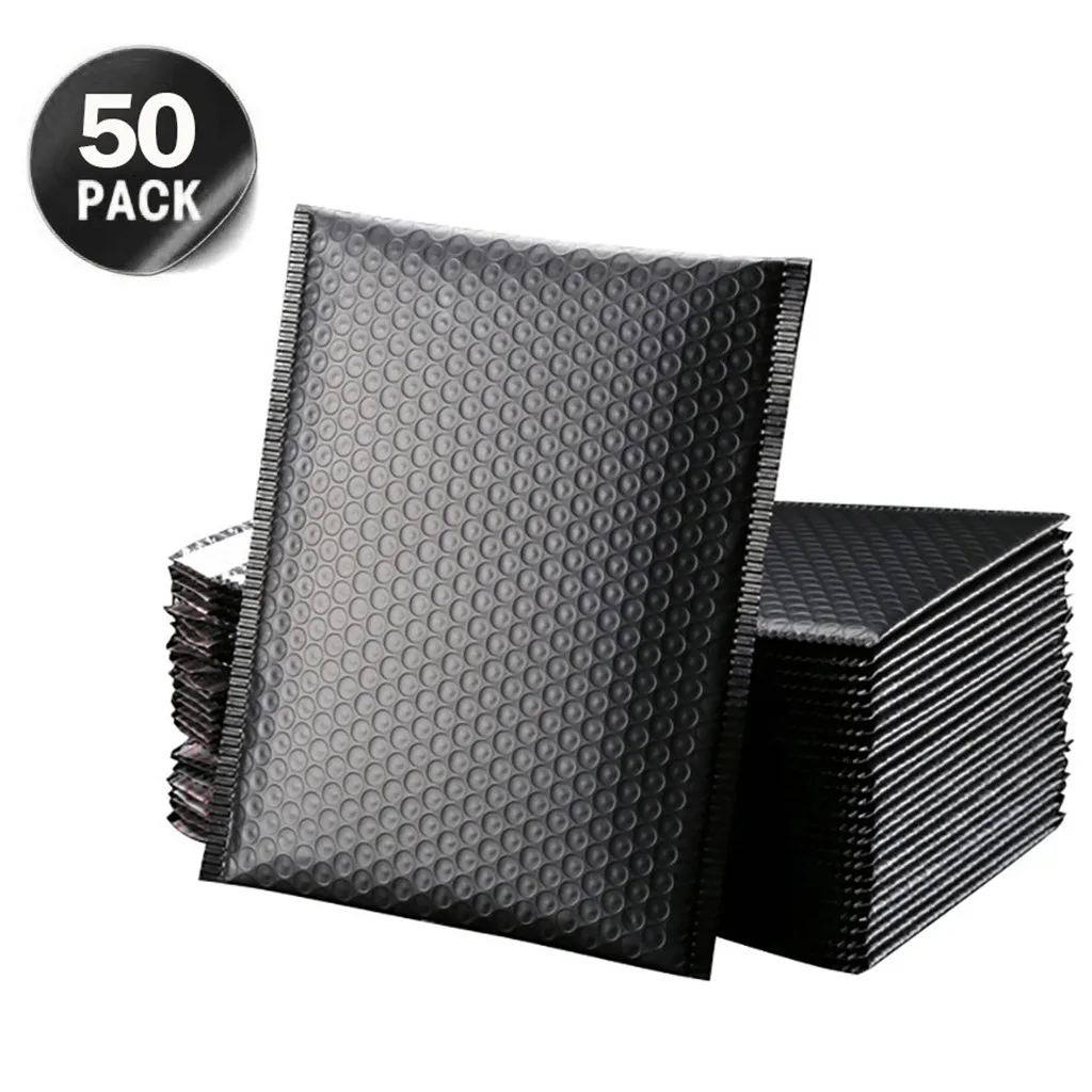 50pcs Bubble Mailers Padded Envelopes Lined Poly Mailer Self Seal Black Gift Bags For Book Magazine Fast Delivery