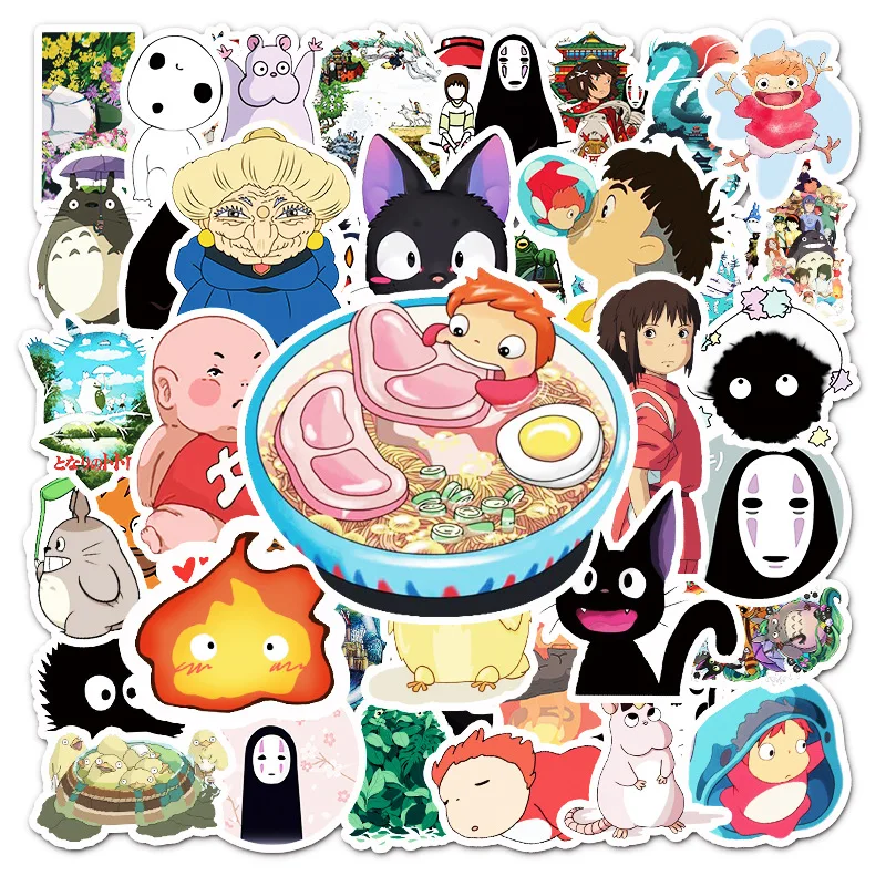 10/30/50PCS Anime Hayao Miyazaki My Neighbor Totoro Spirited Away Cute Girl Stickers Laptop Car Refrigerator Decoration Sticker