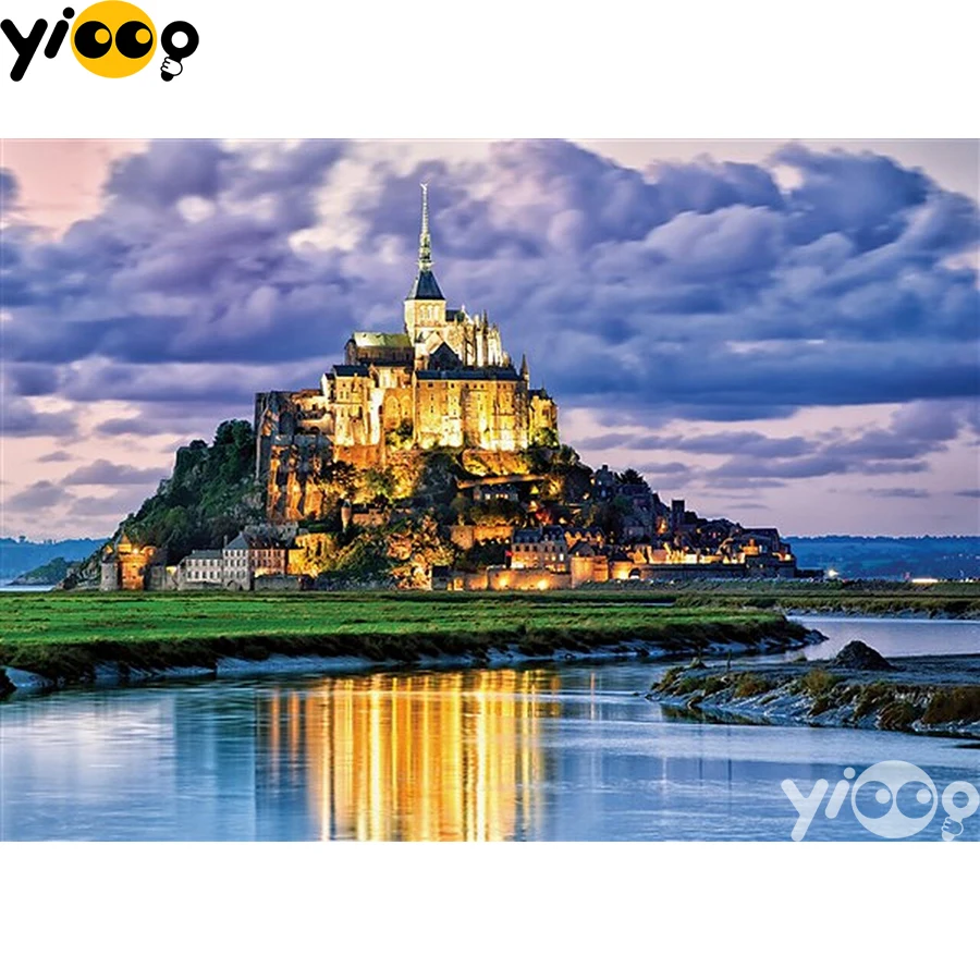 

Full Square/Round Drill Diamond Painting Cross Stitch Embroidery Mont St. Michel Rhinestone Mosaic Home Decor Gift BX1677