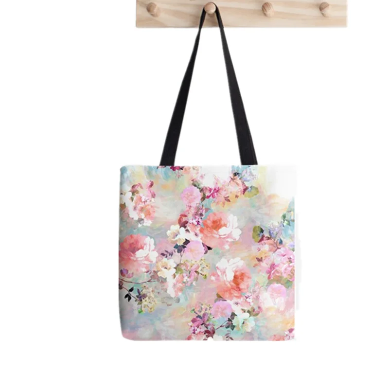 

Романтичная розовая сумка-шоппер с принтом, женская сумка для покупок в стиле Харадзюку, холщовая сумка-шоппер, женская сумка-шоппер