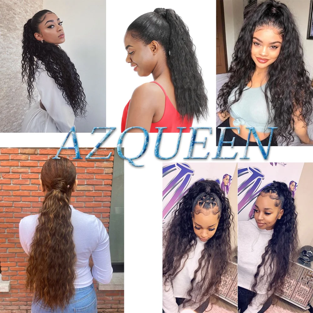 Длинные вьющиеся конский хвост обернуть вокруг клипсы в наращивание волос