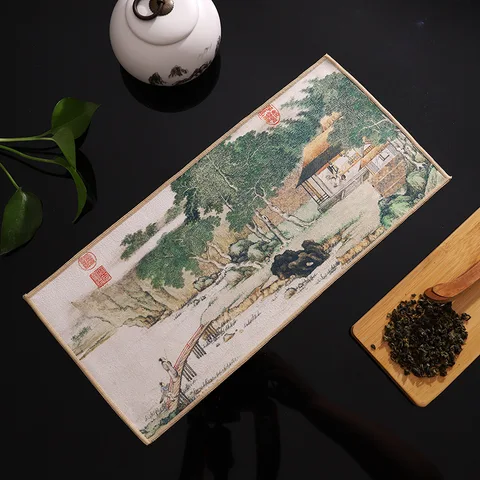 Китайское окрашенное толстое чайное полотенце, супер впитывающий высококачественный набор для чая, аксессуары, настольные коврики, бытовая профессиональная салфетка для чая